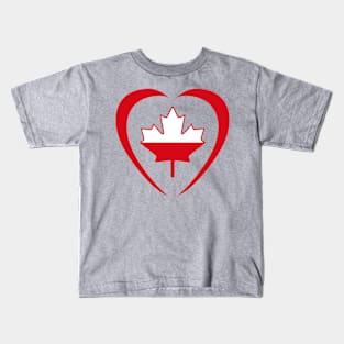 Polish Canadian Multinational Patriot Flag Series (Heart) Kids T-Shirt